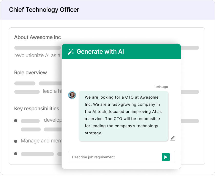 Write JD with AI in Tacitbase for HR